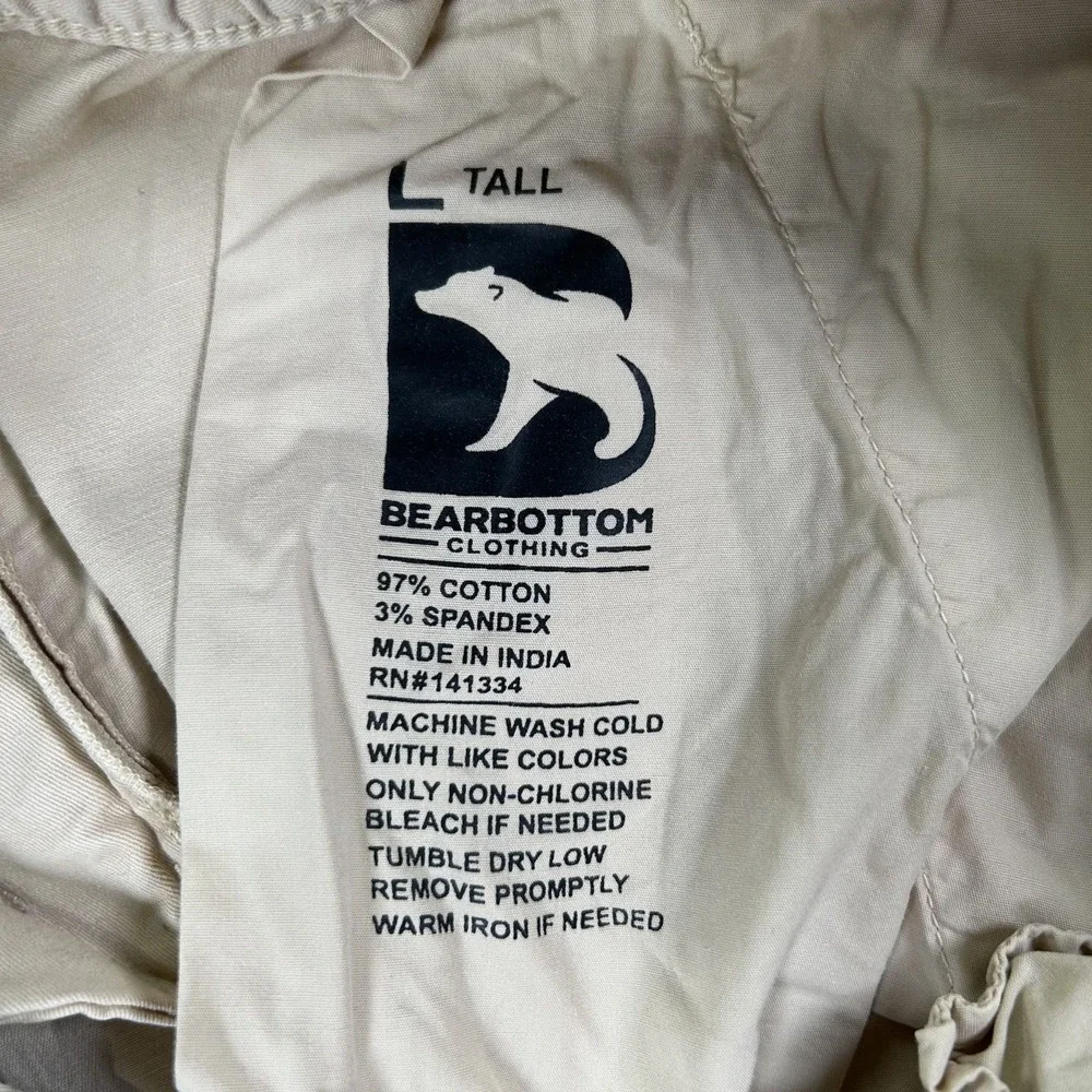 Bearbottom Clothing Elastic Waist Pant Men Large Tall 29x30 Khaki Stretch Hiking